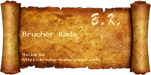 Brucher Kada névjegykártya